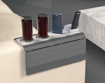 Bandeja grande para reposabrazos: portavasos, soporte para teléfono y control remoto de TV. Ideal para el reposabrazos del sofá.