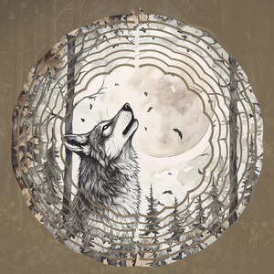 Wolf Wind Spinner Sublimation Design Digital Download PNG Instant DIGITAL ONLY, Door Hanger