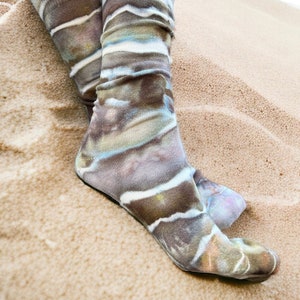 Tie Dye Bamboo Crew Socks, 10-13 Adult Size, Choose Your Pair, Ice Dye Geode Pattern, Each Pair Unique, Multi Color Socks