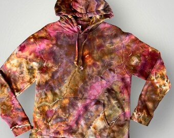 XL Tie Dyed Pullover Hoodie, Ice Dyed, Hand Dyed Hooded Sweatshirt, Adult Extra Large Unisex