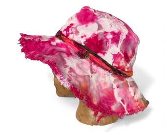 Pink Tie Dye Fringe Bucket Hat: Warrior Princess Cotton Hat