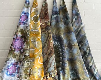 Tie Dye Flour Sack Tea Towel w/Hanging Loop, 26x28", Premium Cotton, Each Unique Ice Dyed by Hand, Sold Individually