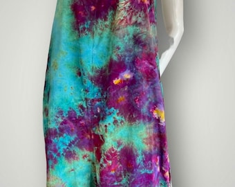 Ice Dyed Rayon Overalls: Ladies Medium Romper Jumpsuit, Festival Style