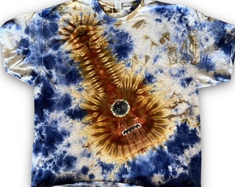 3x Tie Dye Guitar Tee Shirt, Gildan Ultra 100% Cotton Shirt, Ice Dyed