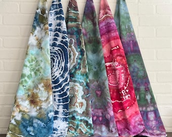 Tie Dye Flour Sack Tea Towel w/Hanging Loop, 26x28", Premium Cotton, Each Unique Ice Dyed by Hand, Sold Individually