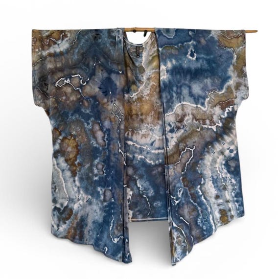 3X Soft Watercolors Rayon Jersey Kimono Jacket, Short Sleeve Light Coverup