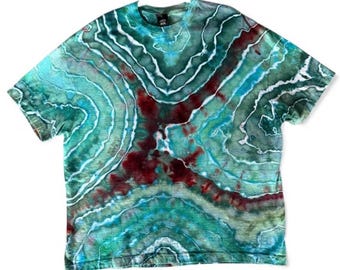 XL Ice Dye Geode T-Shirt: Unisex Heavyweight Cotton, Retro Style