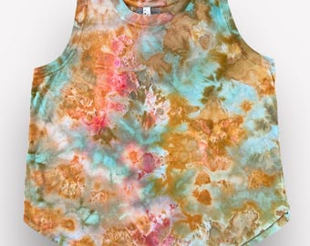 Geode Ice Dye Tank Top: Women's Curvy Cotton Sleeveless Shirt