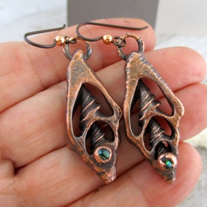 Copper Seashell Earrings, Electroformed Copper, Niobium Earwires, 2 1/4 Drop, Dangle Earrings, Ready To Ship image 4