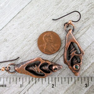 Copper Seashell Earrings, Electroformed Copper, Niobium Earwires, 2 1/4 Drop, Dangle Earrings, Ready To Ship image 5