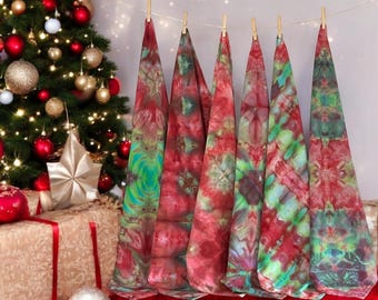 Christmas Tie Dye Flour Sack Towel, Handmade Cotton Kitchen Decor