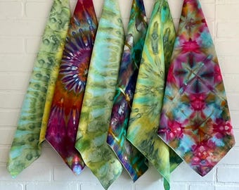 Ice Dyed Cotton Bandana: Multi-Color Neck Scarf, Headband (20x20")