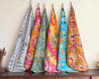 Tie Dye Cotton Tea Towel: Hand-Dyed Flour Sack with Hanging Loop