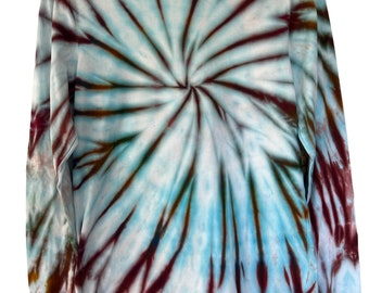 Spiral Tie Dye Long Sleeve Unisex Medium Organic Cotton Shirt, Ready to Ship
