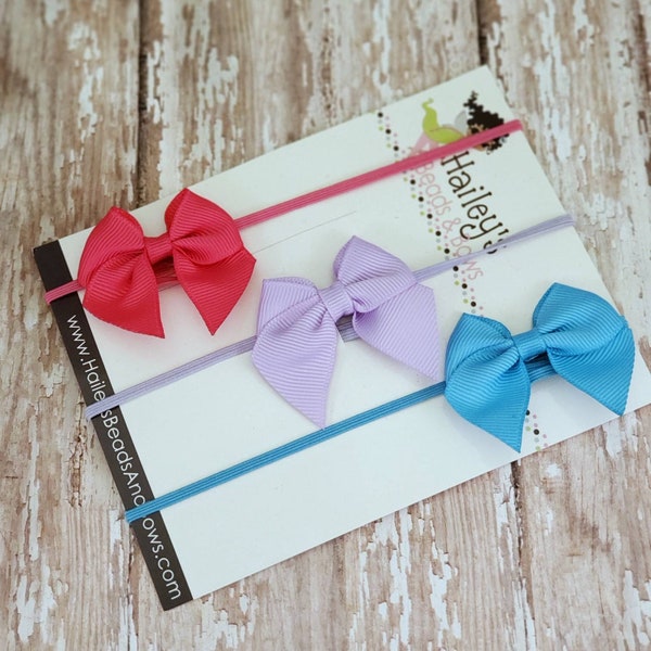 Mini Bow Headband Set -- Set of 3 Baby Headbands -- Small Baby Headband Set -- Newborn Headband Set -- Baby Shower Gift -- Newborn Gifts