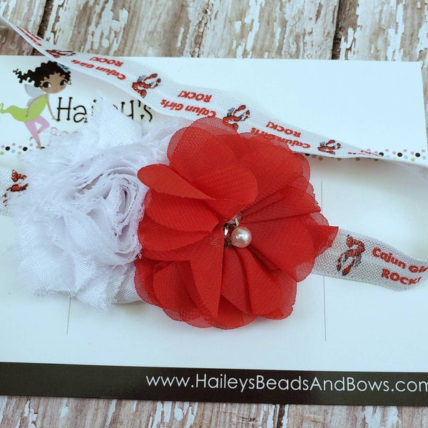 Crawfish Baby Headband -- Cajun Crawfish Flower Headband -- Crawfish Chiffon Twirl Flower Headband -- Louisiana Baby Headband