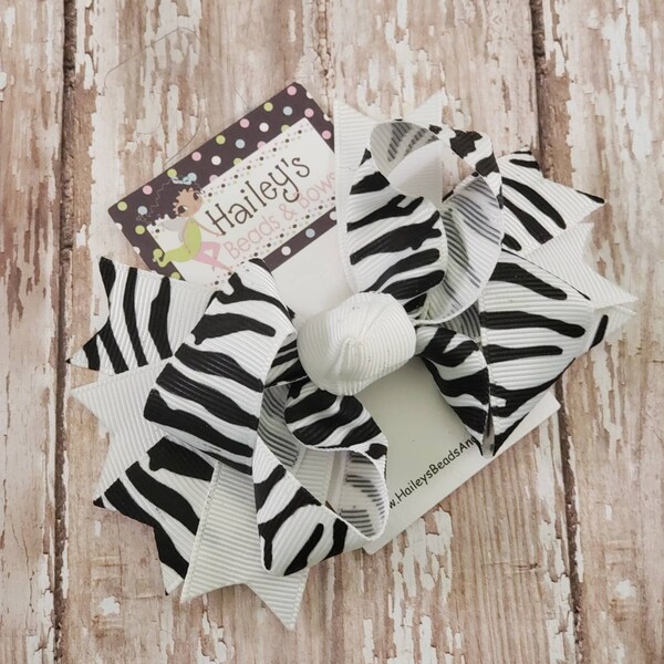 Zebra Print Hair Bow Etsy