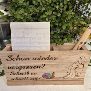 Porte-bloc-notes, boîte à mémos, porte-notes avec porte-stylo, en bois, pour les distraits