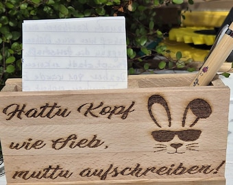 Notizzettelhalter Zettelbox Zettelhalter mit Stifthalter Holz Hattu Kopf wie...