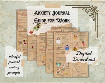 A6 Anxiety Journal Work Guide, Printable Mental Health Resource, Step-by-Step Journaling Prompts, Self-Care & Mindfulness Digital Download
