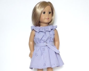 Lavender shorts and sleeveless blouse with bright colored puppy paws to fit 18 inch doll