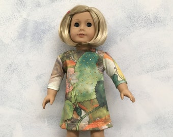 BK Pumpkin Vine Dress with 3/4 Sleeves - 18 Inch Doll Clothes fits American Girl