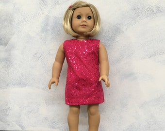 BK Fuchsia lentejuelas Squiggles vestido sin mangas shift-Style - 18 pulgadas muñeca ropa se adapta a american girl