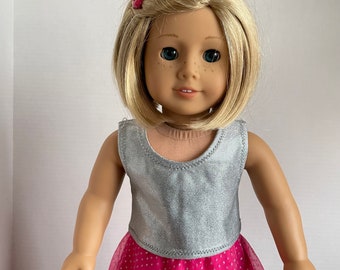 BK, Silver Sparkle Tank Top  - 18 Inch Doll Clothes fits American Girl