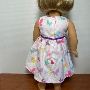 LI, White Crisscross Dress with Colorful Butterfly Print 18 Inch Doll Clothes fits American Girl image 6