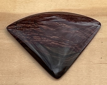 Bi-Colored Picture Jasper Curved Triangle Free Form Cabochon - Lovely Patterns in Burgundy Black Tan - Large Picture Jasper -  Pretty Stone