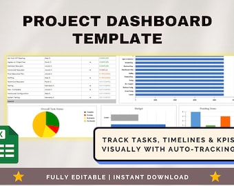Project Planner Dashboard for Project Management | Project Tracker | Excel Dashboard for Project Manager