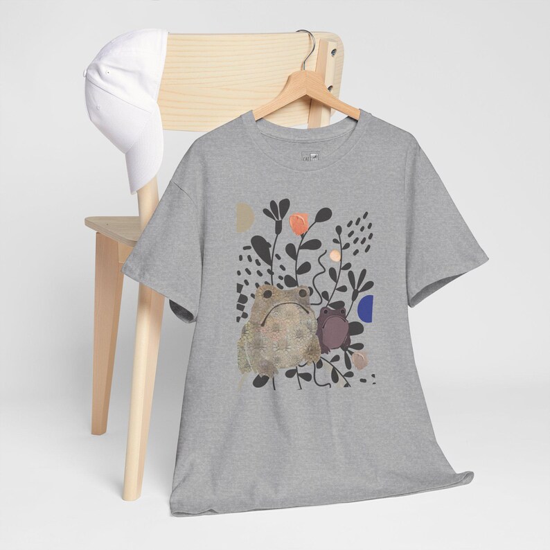 Frog Tshirt Unisex | Frogs & Flowers | Japanese Print T-shirt - Floral Design Modern Art + Japanese Frog Tee Shirt + Plants Flowers Animals image 7