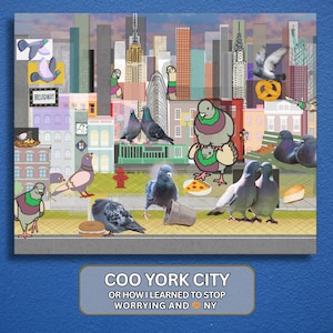 Taube New York - Tauben Druck auf Leinwand - Gespannte Leinwand Matt 0,75&quot; - 30x24cm, 14x11,20x16 - NYC Landschaftsbild