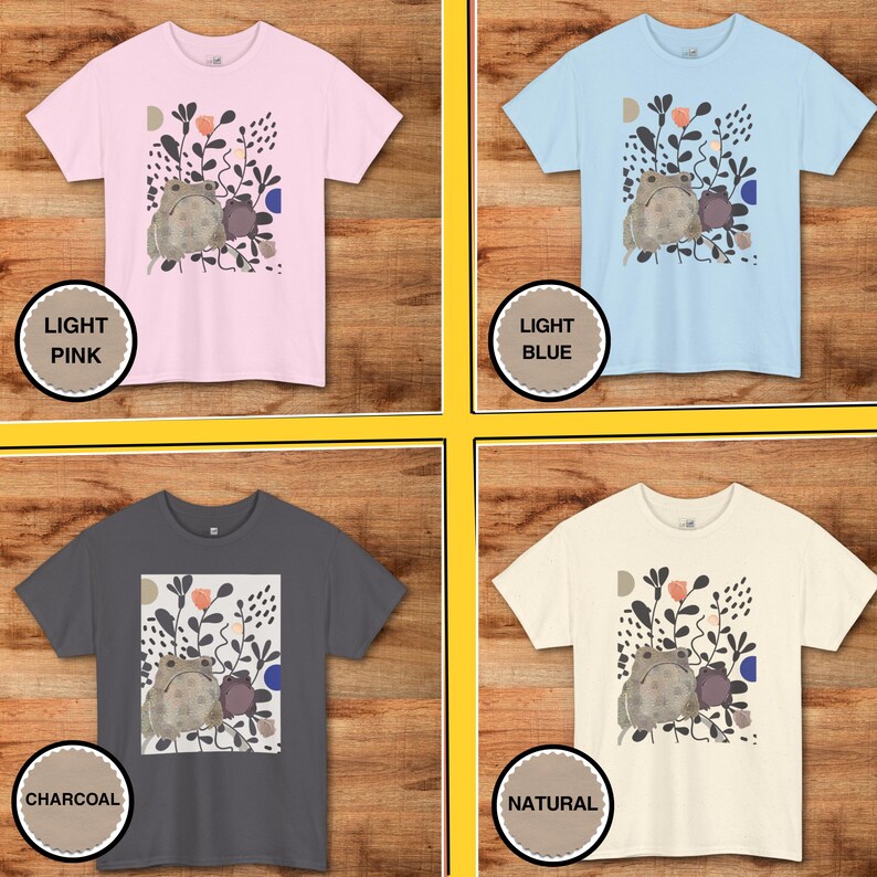 Frog Tshirt Unisex | Frogs & Flowers | Japanese Print T-shirt - Floral Design Modern Art + Japanese Frog Tee Shirt + Plants Flowers Animals image 5
