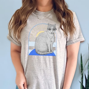 Cat in Sunglasses T-shirt - Philosopher Cat - Cat Drawing Tshirt - Cool Cat Tee - Cat Mom Gift for Cat parents