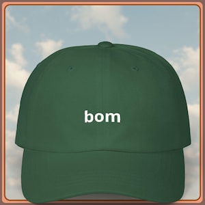 Cappellino da baseball/softball/tennis ricamato - Bom Good Portuguese, modello classico a basso profilo regolabile, con ricamo, 100% cotone, ottone