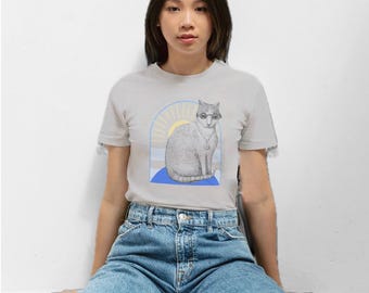 Shirt kat - filosoof kat grafisch T-shirt - kattenliefhebber cadeau voor haar cadeau, kat moeder tee cadeau, shirts schattige kat, t-shirt schattige kat