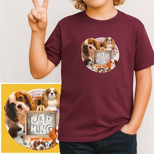 Kids Cavalier King Charles Spaniel T-Shirt | Children&#39;s Spaniel Tshirt for Child - King Charles Tee Shirt - crew neck boys girls