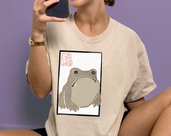 Frog Tshirt Unisex | Unimpressed Frog | Japanese Print T-shirt - Classic Art - Matsumoto Hoji Frog Tee Shirt - funny dissapointed