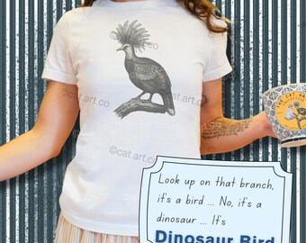 Petite Dinosaur Bird T-shirt for Women | Short Bird Tshirt for Girls | Ladies Dinosaur Tee Shirt  - Cool Bird Tee - Pigeon gift present