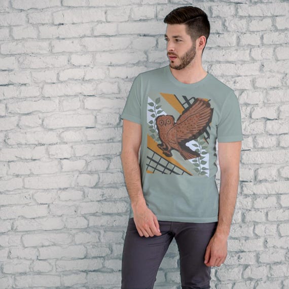 Surprised Owl - Men's T-shirt - Free Shipping - 100% Cotton High Quality Unisex Tee - Unique Artistic Design Owl Art Shirt Bird Lover Gift