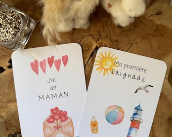 Cartes étapes bébé - première année - évolution bébé - cadeau naissance - 1ere année - souvenirs bébé - premières fois - mois anniversaire