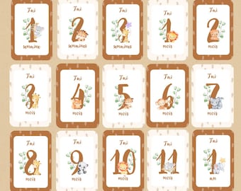 Cartes étapes bébé - première année - mois anniversaire - cadeau naissance - 1ere année - évolution - souvenirs bébé - grossesse