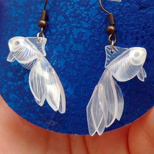 Fish skeleton earrings - fish bone earrings - ghost fish earrings - diaphonized fish - false taxidermy jewelry - plastic