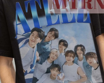 Camiseta retro de Kpop de ATEEZ: mercancía de fans de Ateez