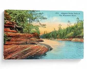 Vintage antieke ansichtkaart / Alligator Rocks of the Wisconsin River / poststempel uit 1914 Ephemera