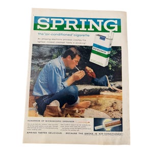 Original Vintage 1950s Spring Cigarette Magazine Advertisement Retro Ephemera Collectible Ad Memorabilia