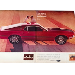 Original Print 1969 Ford Mustang Magazine Advertisement 10” x 14” Rare Ephemera Collectible Vintage Life Magazine Retro Ad