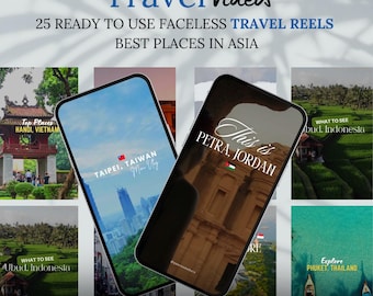 25 Instagram Reels Ready to Use Faceless Travel Reels Canva Templates Travel Blog Videos Best Places to Visit in Asia, Travel Agent