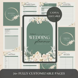 Wedding Planner Printable Template, Digital Wedding Planner, Wedding Planning To-Do List Budget, Canva Templates